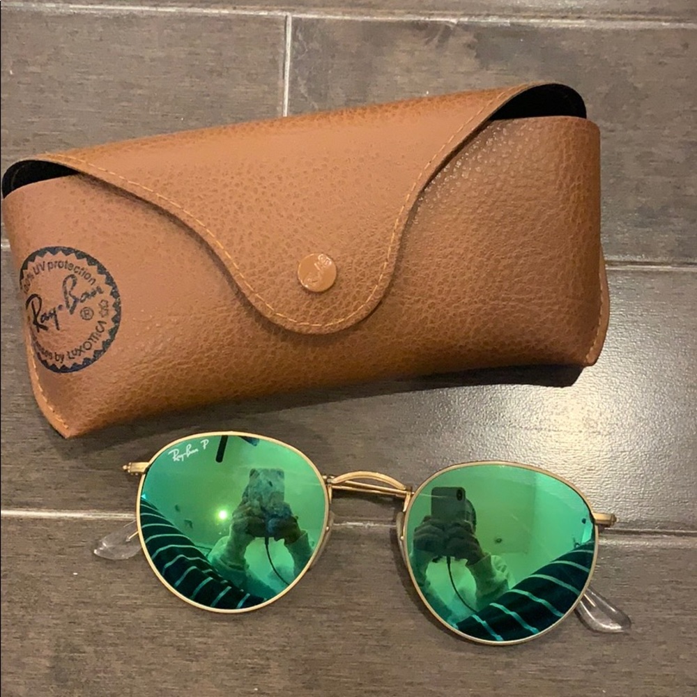 Ray Ban Green Circle, gold hardware, polarized